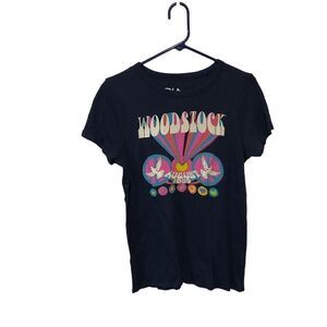Woodstock August 1969 a size Large (L) T-Shirt Black Neon
